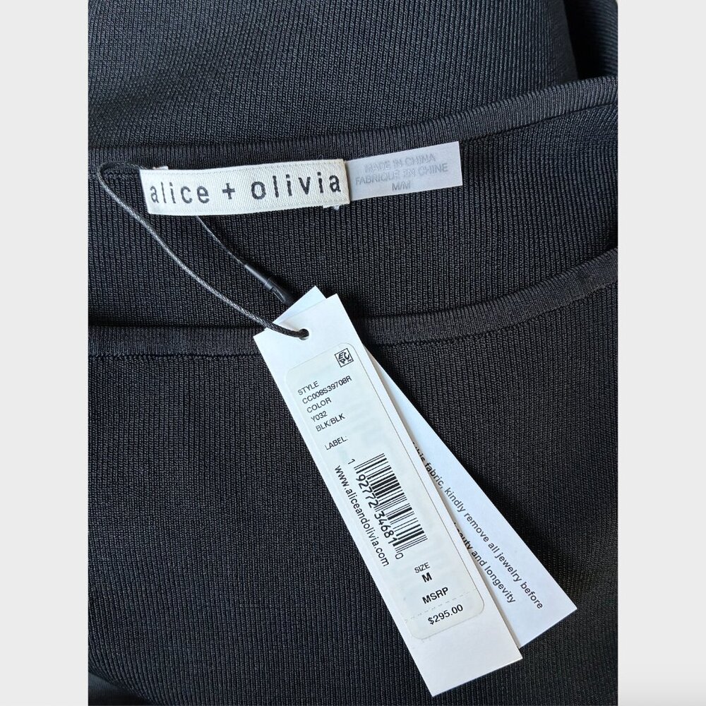 Alice + Olivia NWT Black Abella Sheer Puff-Sleeve Top - Size M - Picture 9 of 13